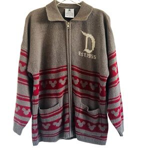 Disney DLR Disneyland Resort Full Zipper Holiday Knit Sweater Jacket